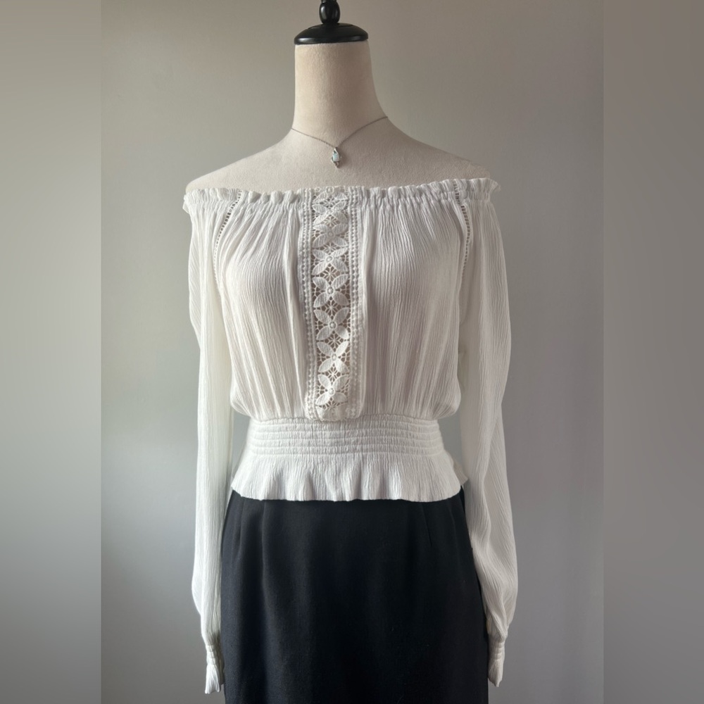 H&M White Boho Top